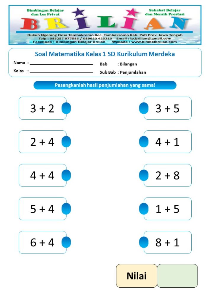 anak mengejakan soal matematika soal kelas 1 sd